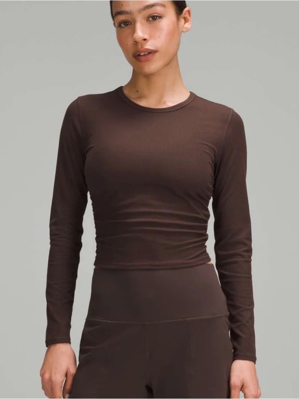 Lululemon All It Takes Nulu Ribbed Brown Long Sleeve